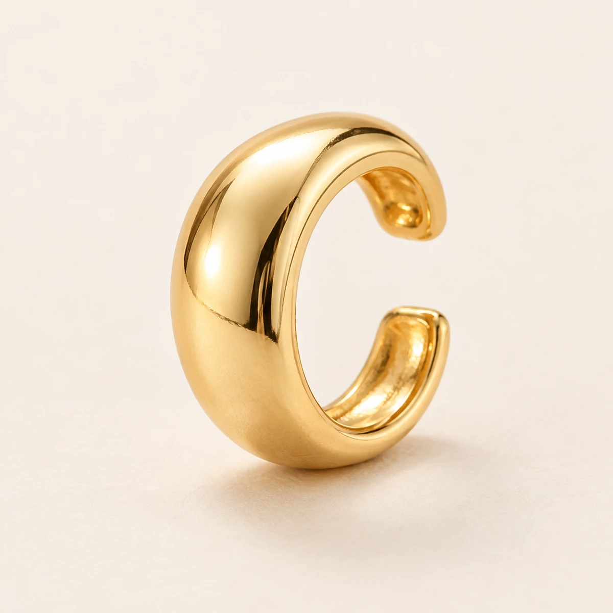 Petit Halo Ear Cuff, Gold, smooth single open hoop