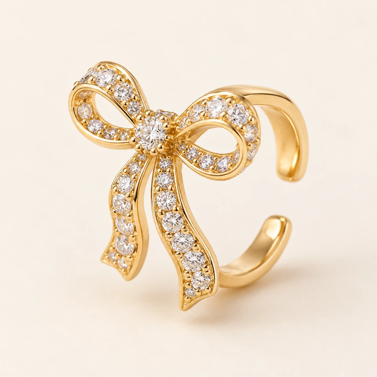 Versailles Bow Ear Cuff, Gold, pavé bow